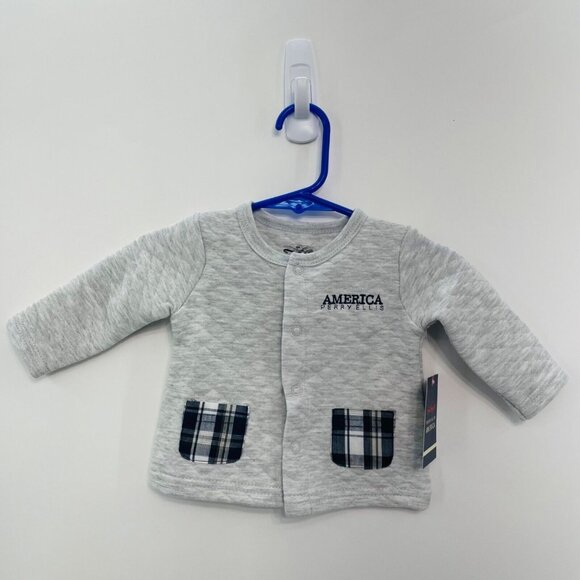 Perry Ellis America Jacket Lightweight Quilted Snap Gray 3 Month New - Picture 4 of 12